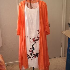 Linen shift dress with 3/4 length 'duster'